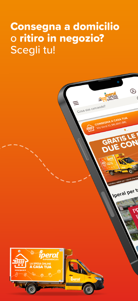 Smartphone showing Iperal Spesa Online app for grocery delivery and store pickup