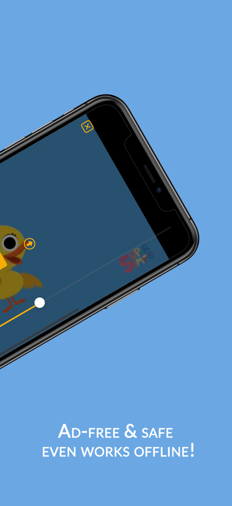KidsTube - Safe Videos - KidsTube app interface displaying an ad-free video for children with offline playback feature.
