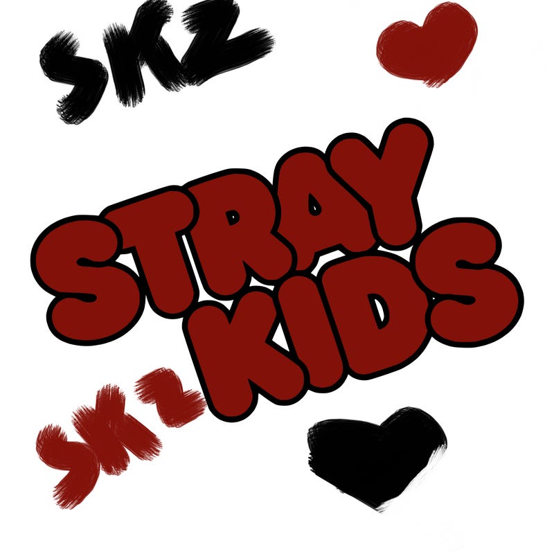 bubble letters saying stray kids