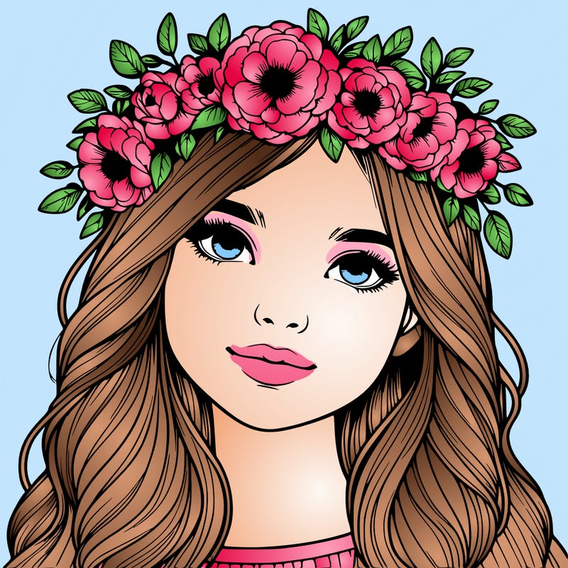 realistic girl with flower crown
