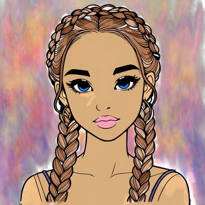 realistic girl with braids