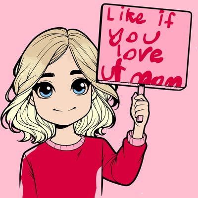 realistic girl holding up a sign