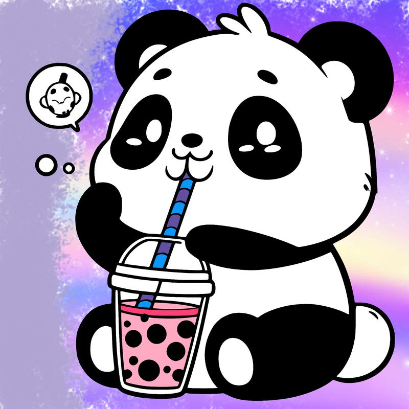 panda drinking boba