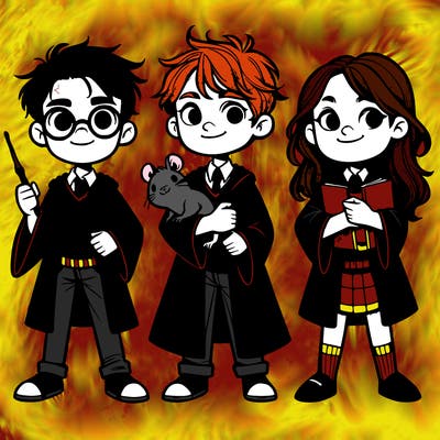harry potter, hermione granger and ron weasley