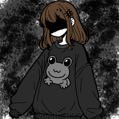 girl wearing frogging sweatshirt