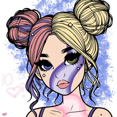 realistic girl with space buns