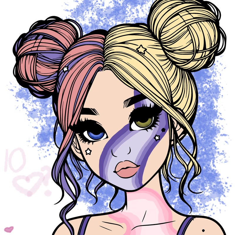 realistic girl with space buns