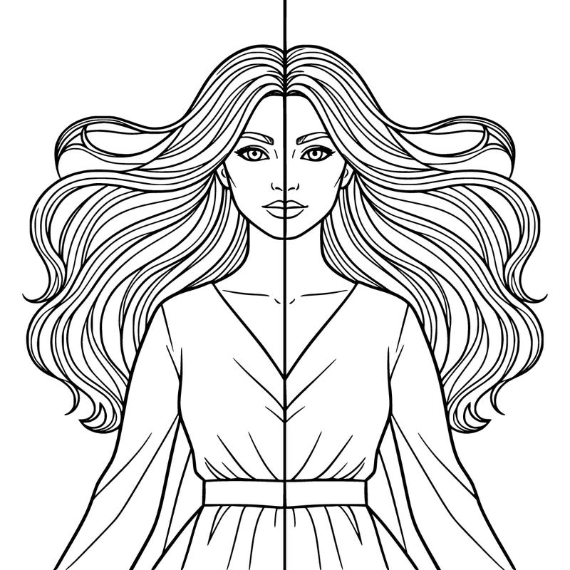 split image of a woman with long flowy hair