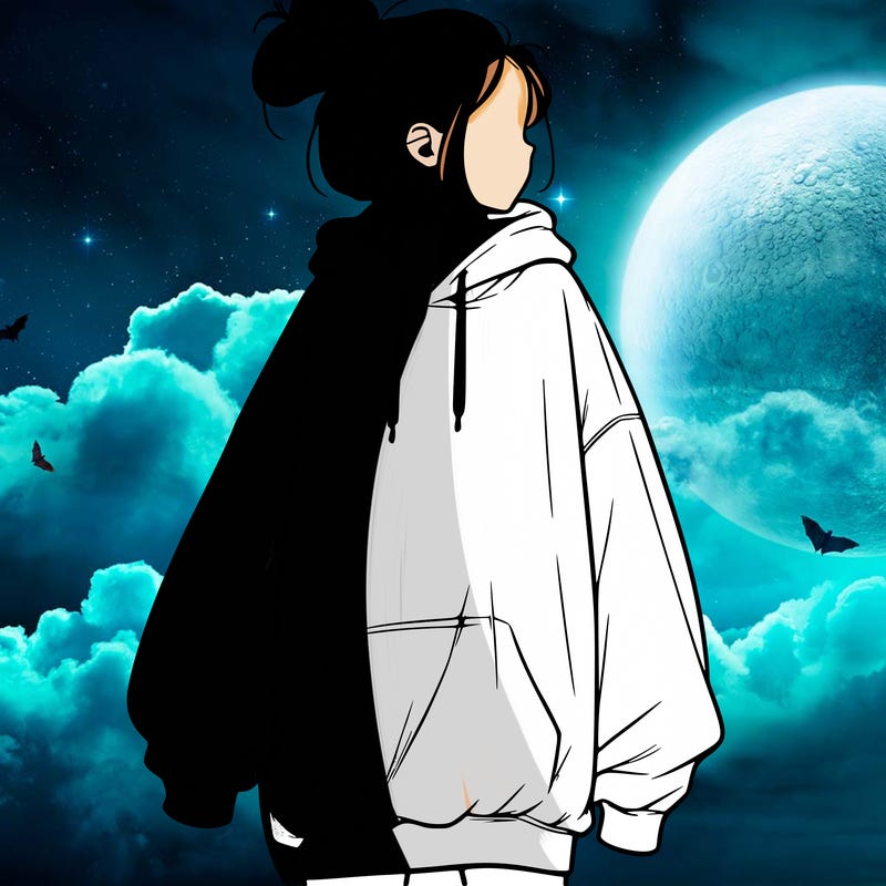 realistic girl with a oversized sweatshirt on and a bun