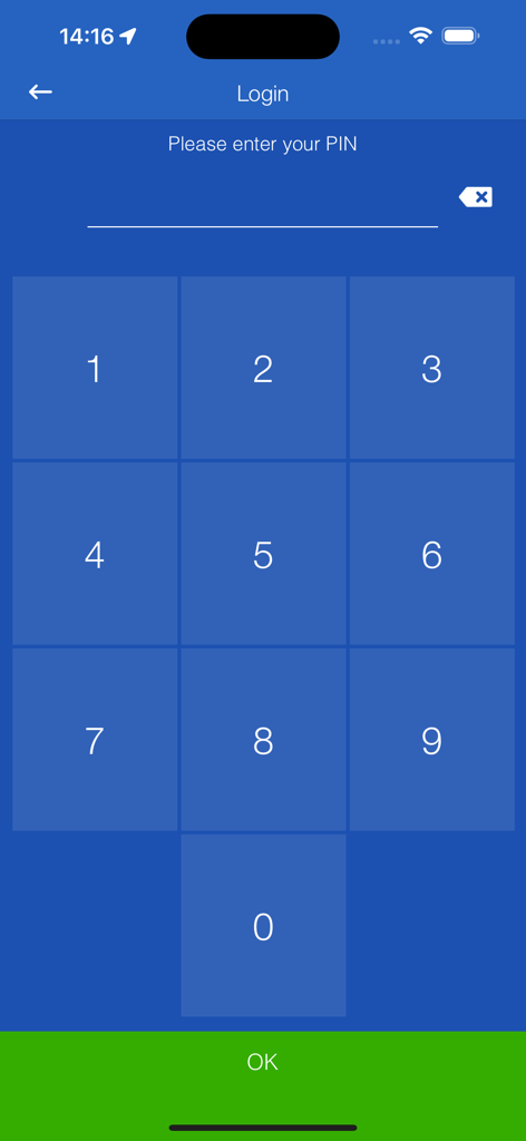 Awash-Online - Secure PIN login screen for the Awash Online mobile banking app