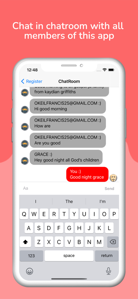 Gospel Ja Fm app chatroom interface showing user messages and community interaction