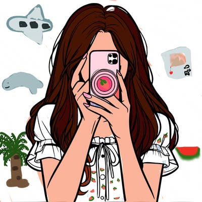 a realistic girl holding her phone taking pictures