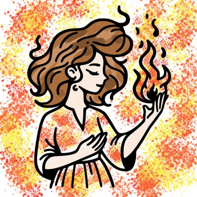 woman with fire