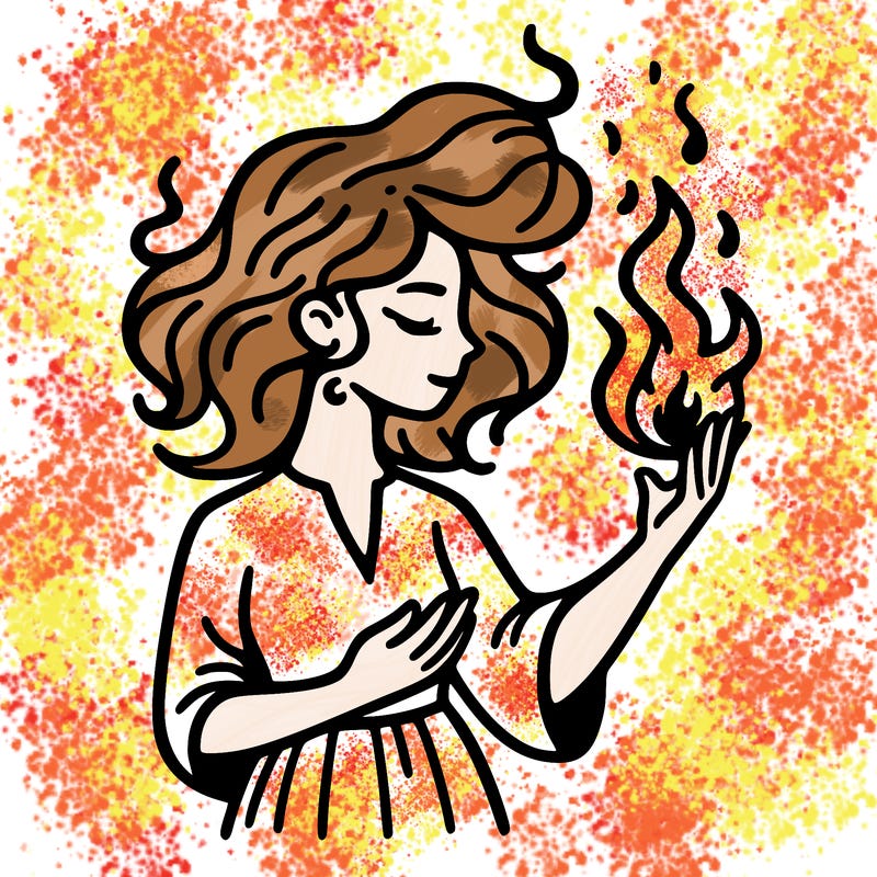 woman with fire