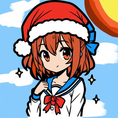 anime girl wearing a santa hat