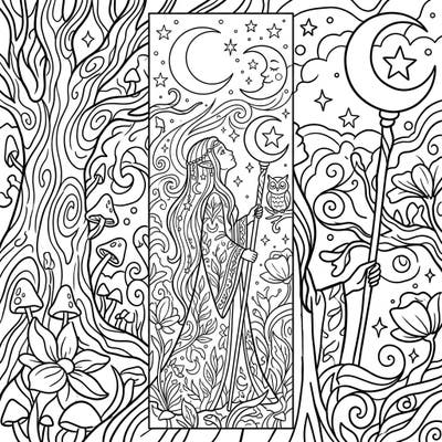 Embark on a magical journey with this exquisite Moon Elf bookmark coloring page, featuring a graceful elf surrounded by lunar and nature motifs. Perfect for marking your place in your favorite fantasy books, this intricate design invites you to bring celestial magic to life with your colors.