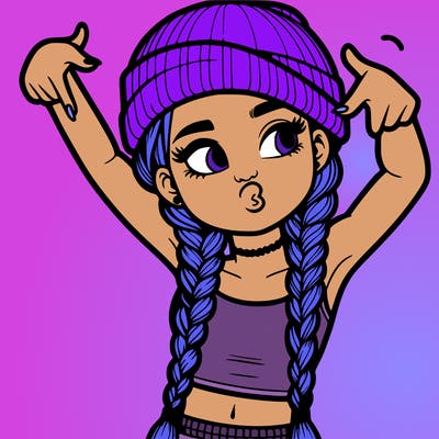 realistic teenage girl with braids and a beanie and crop top doing 🫶🏼