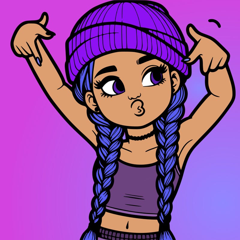 realistic teenage girl with braids and a beanie and crop top doing 🫶🏼