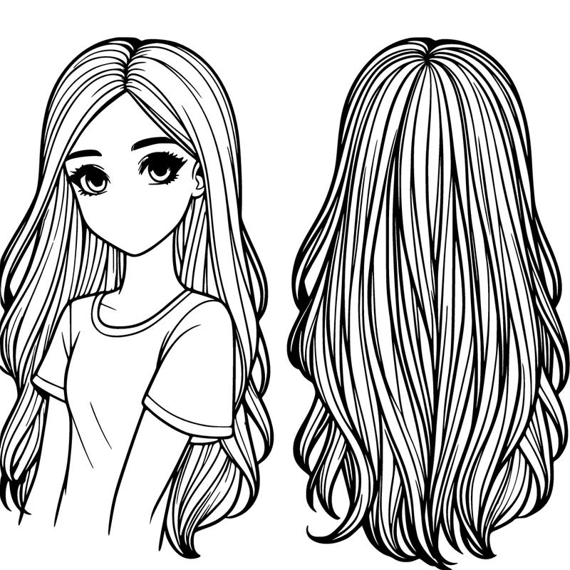 realistic girl with long hair