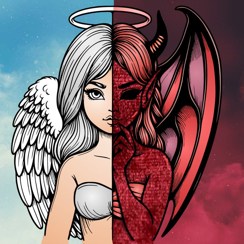 realistic angel half demon