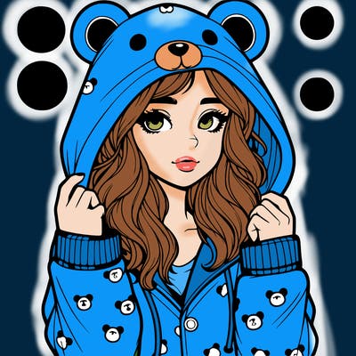 realistic girl in a animal pjs hoodie