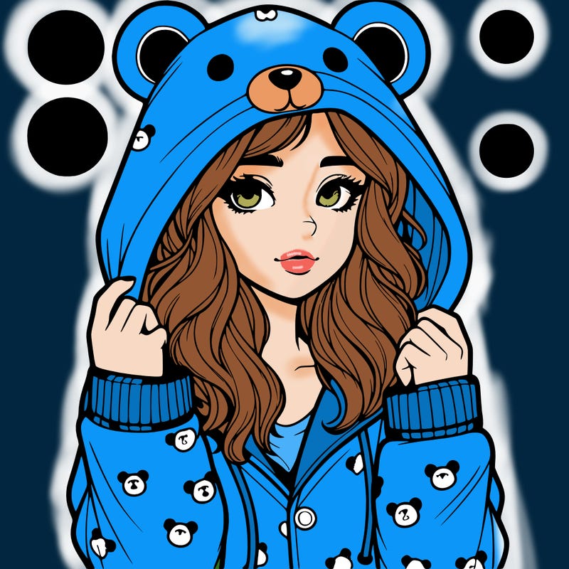 realistic girl in a animal pjs hoodie