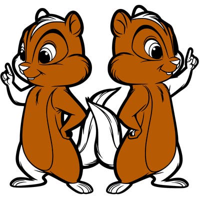 two tamias standing up split realistic