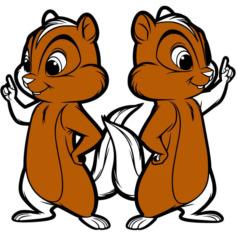 two tamias standing up split realistic