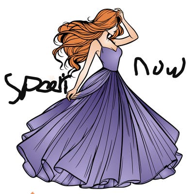 realistic woman with dress flowing in the wind