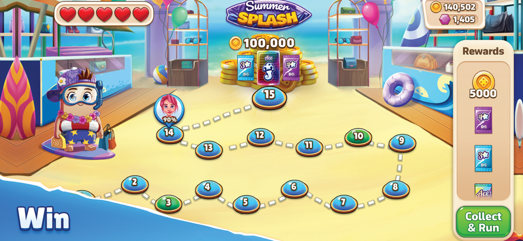 Domino Go: Dominoes Board Game - Tela do jogo Domino Go mostrando o mapa de níveis e recompensas do evento Summer Splash