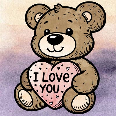 teddy bear holding an i love you heart