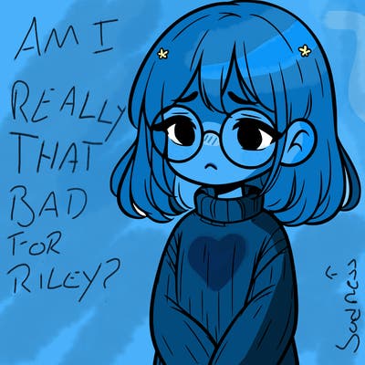 sad girl with glasses in a sweater