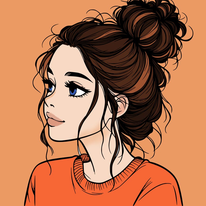 a realistic girl with a messy bun
