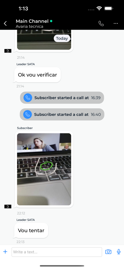 Altice - Remote Assistance - Altice remote assistance app chat showing AR annotations on a technician photo