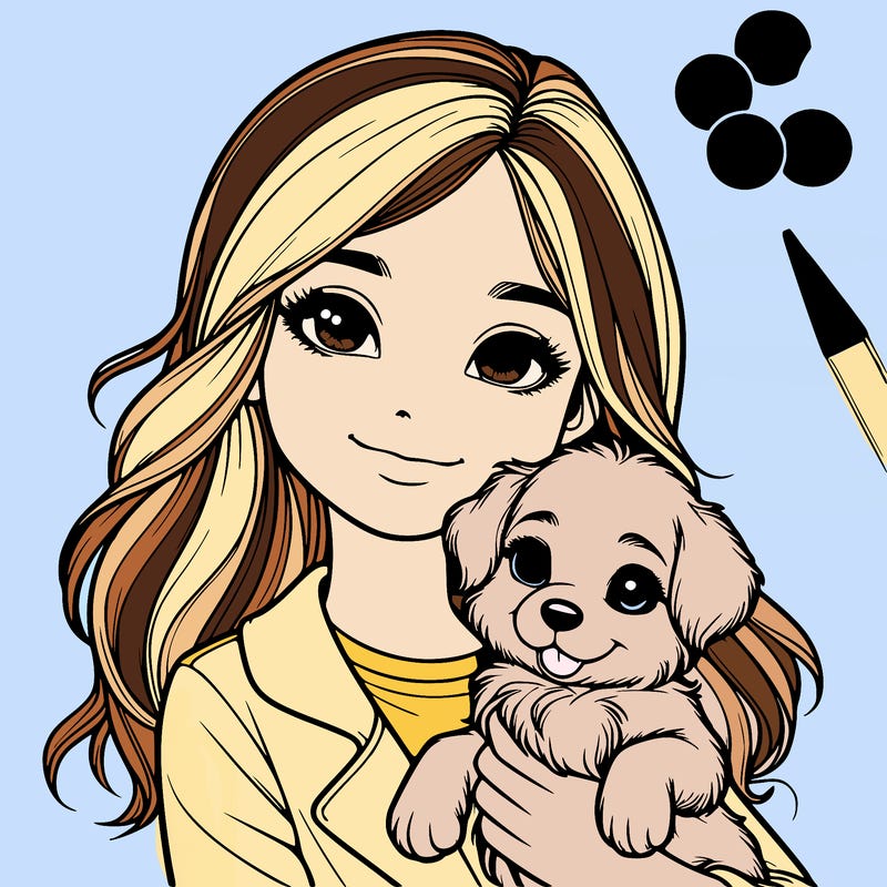 realistic girl holding a cute puppy