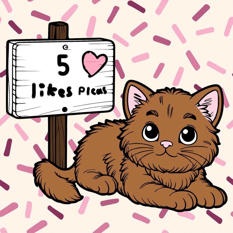 kitten laying down next to a blank sign