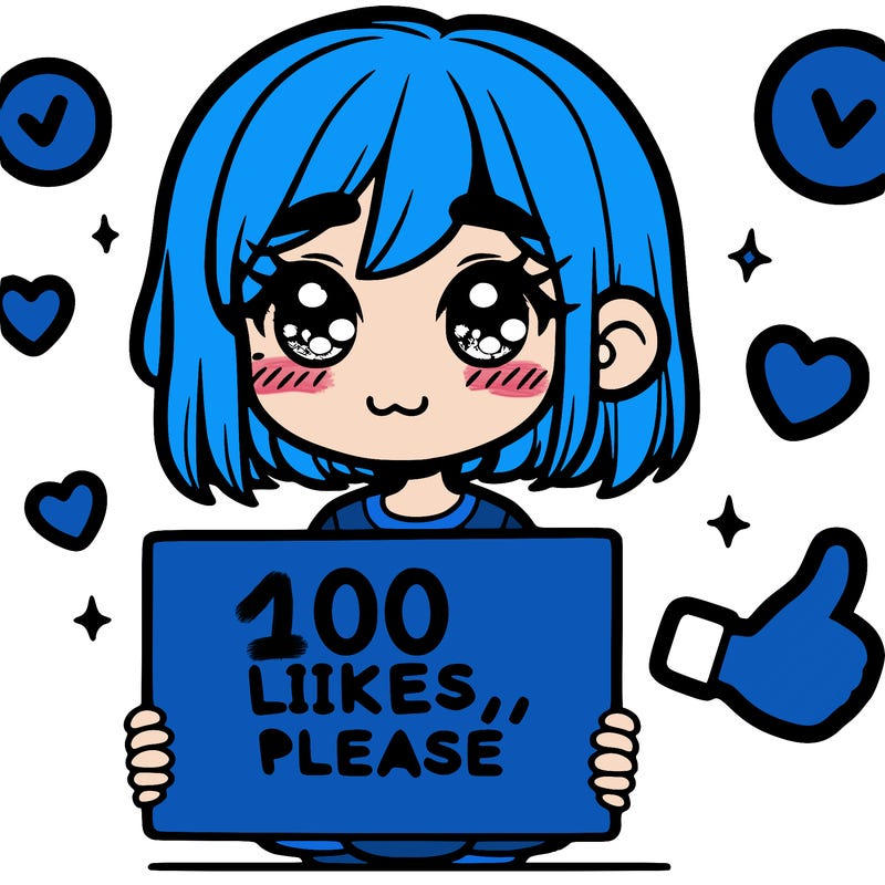 a girl with a sign saying 100 likes, please
