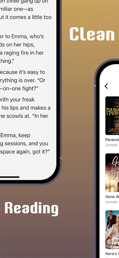 JoyRead app interface showing a clean novel reading screen and book library.