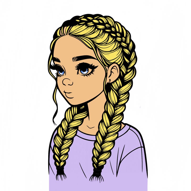 realistic girl with braids