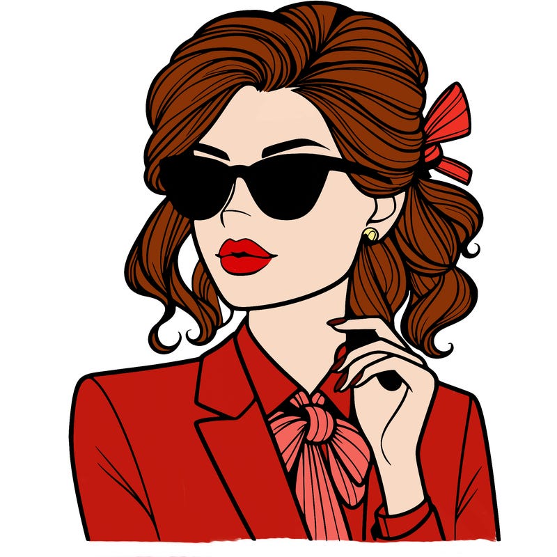 elegant woman in suit and sunglasses