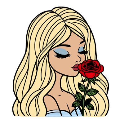 girl model sniffing a rose