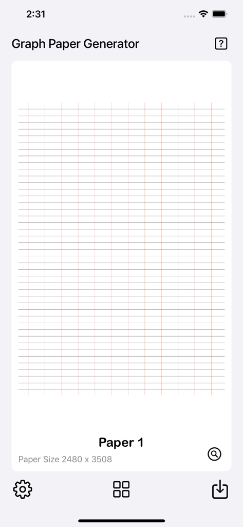 Graph Paper Gen - Graph Paper Gen interface displaying a custom red grid paper design