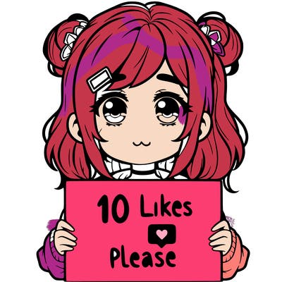 a girl with a sign saying 10 likes please
