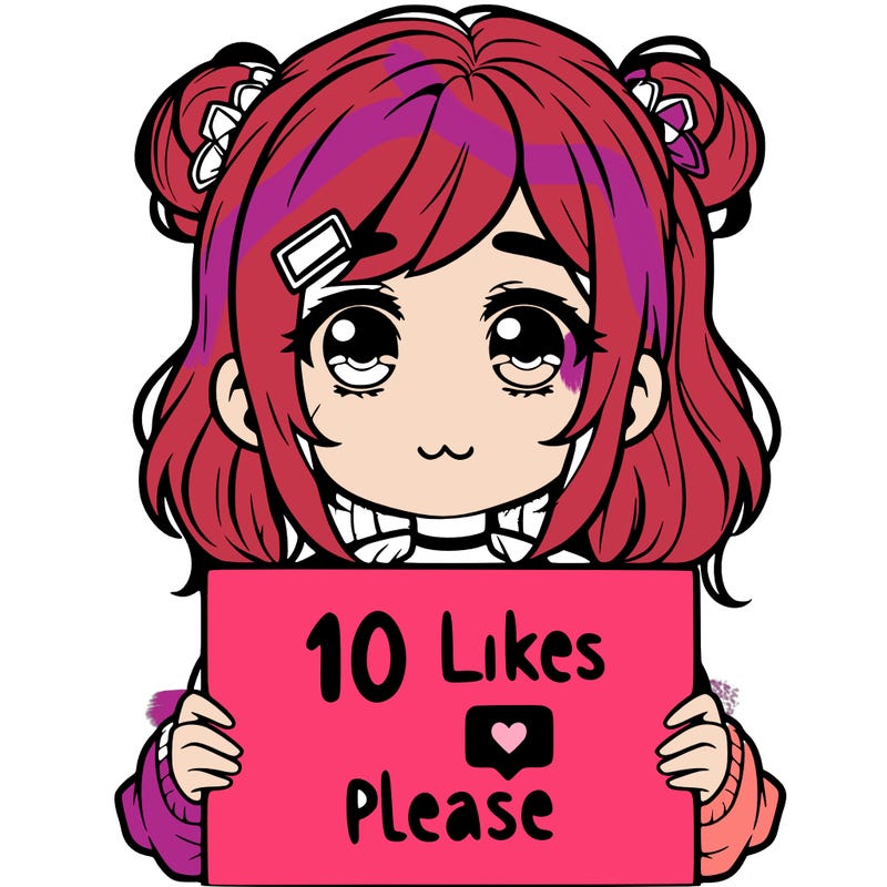 a girl with a sign saying 10 likes please