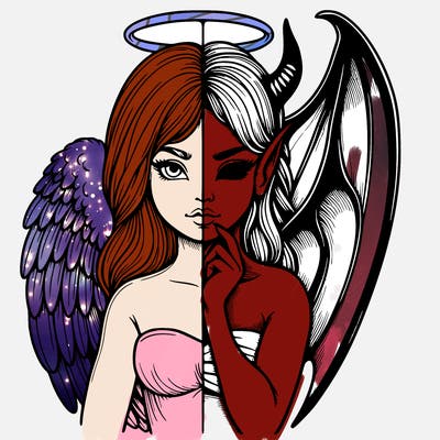 realistic angel half demon