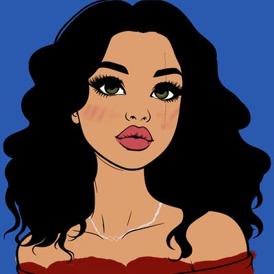 realistic girl with wavy hair and lips