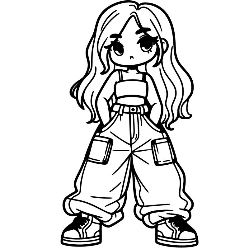 girl that wears baggy jeans and a crop top