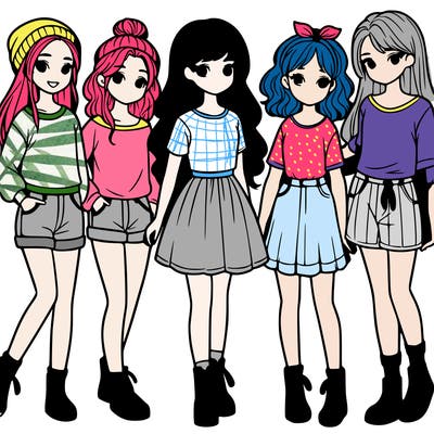 a group of five girls