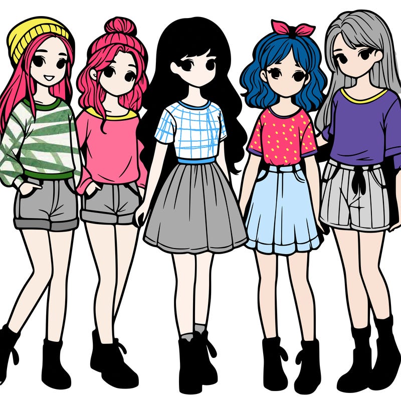 a group of five girls