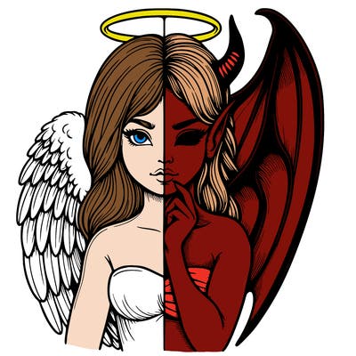 realistic angel half demon